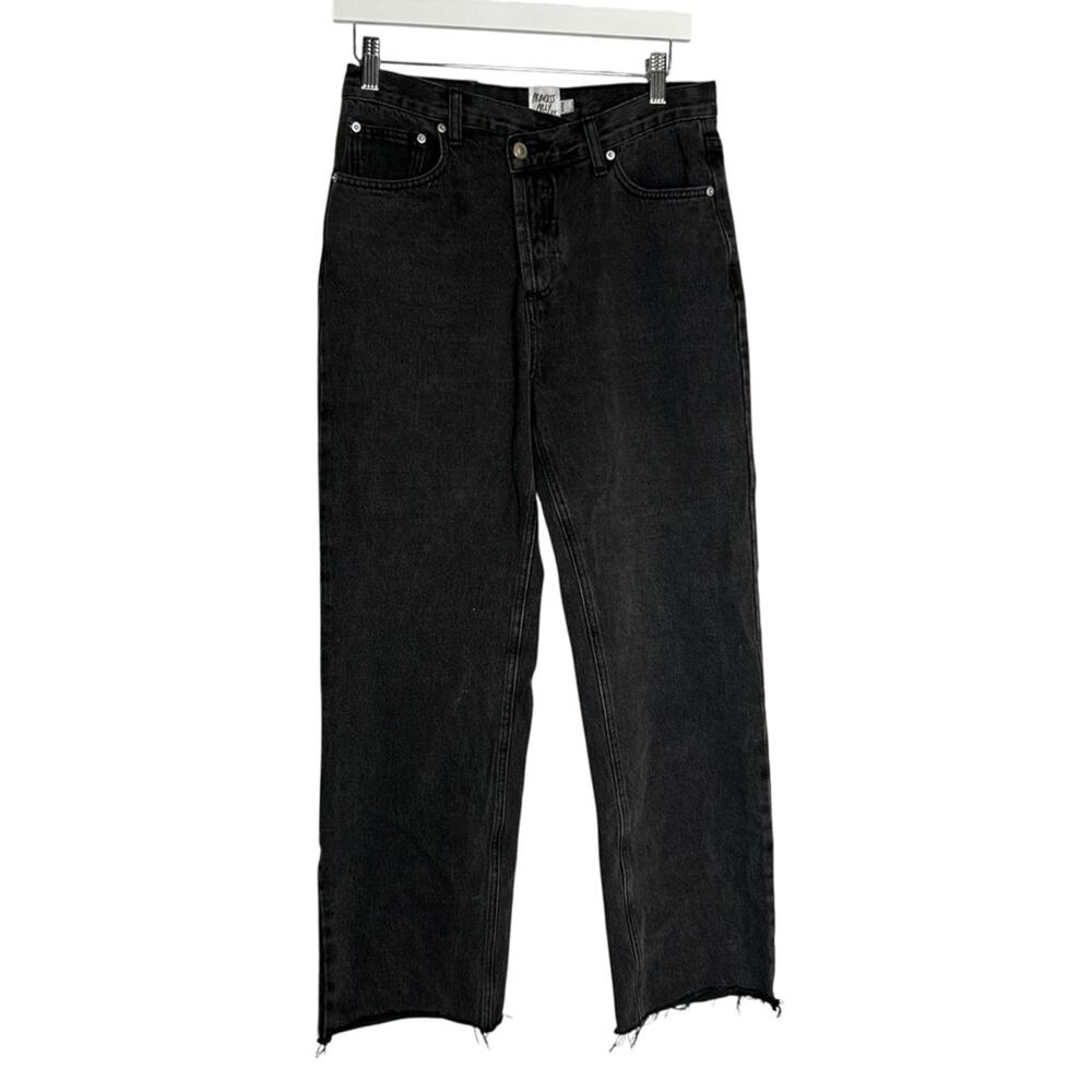 Princess‎ Polly Black Cross Waist Raw Hem Denim Jeans Size 4